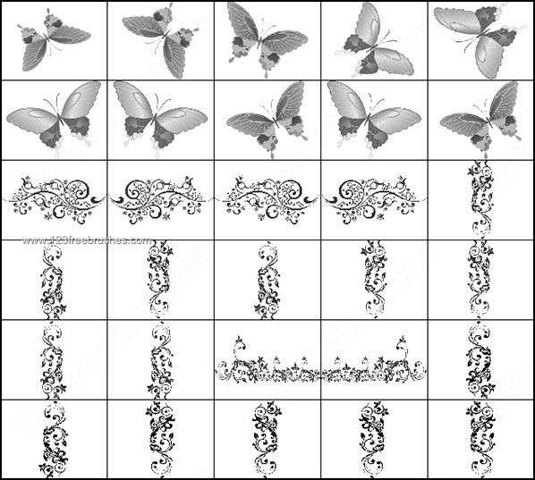 Butterfly and Decorative Flower Brushes Free