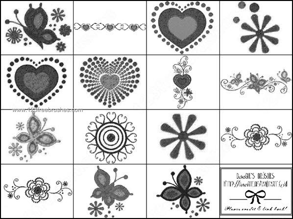 Decorative Valentine Heart and Flower Brushes Free Download