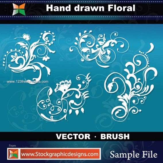 Hand Drawn Floral Vector and Photoshop Brush