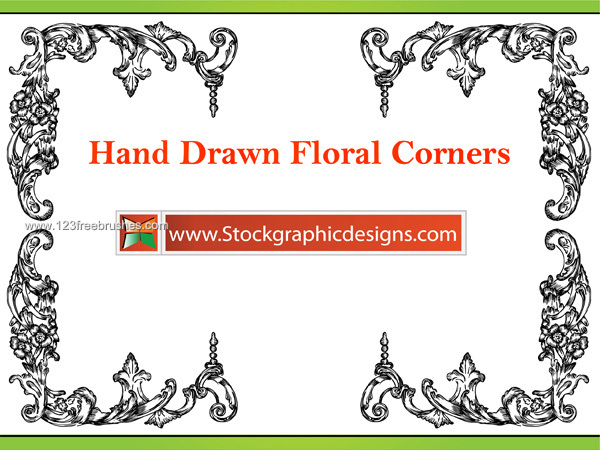 Hand Drawn Flower Corners Vector and Photoshop Brush