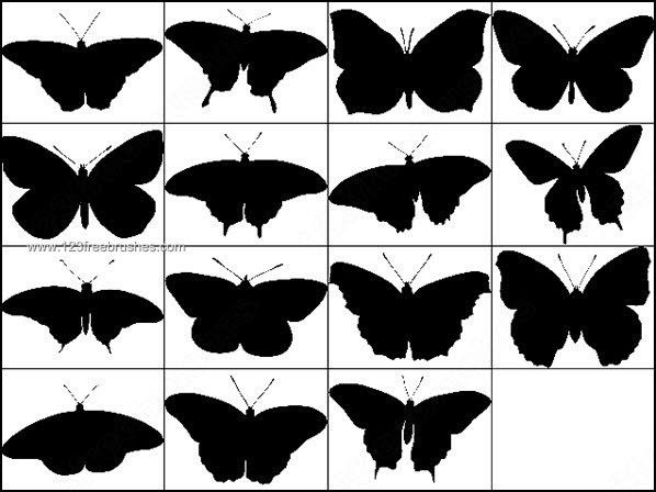Free Butterfly Silhouettes Brushes Photoshop