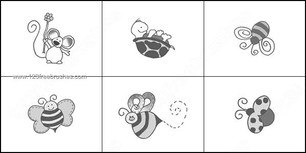 Cartoon Tortoise and Beetle Brushes