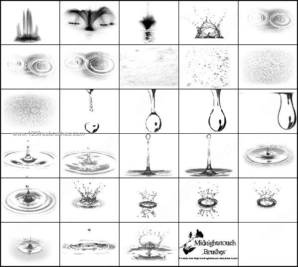 Fountain – Water Drops and Water Ripples Photoshop Brushes