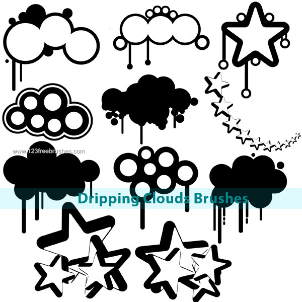 Dripping Clouds Photoshop Brushes