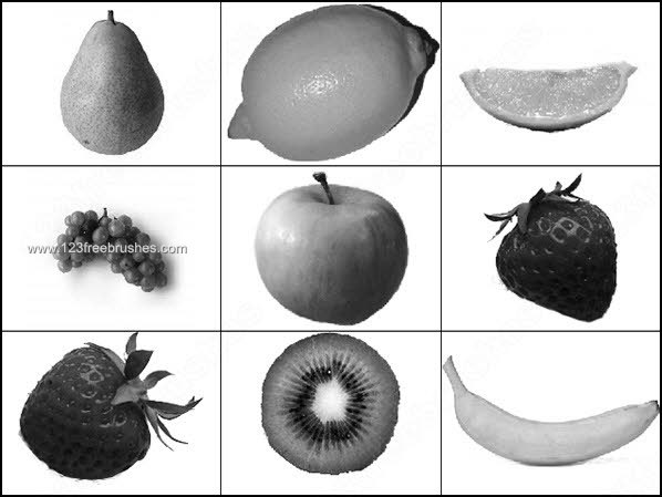 Fruits Apple – Banana – Grapes Brushes for Photoshop CS