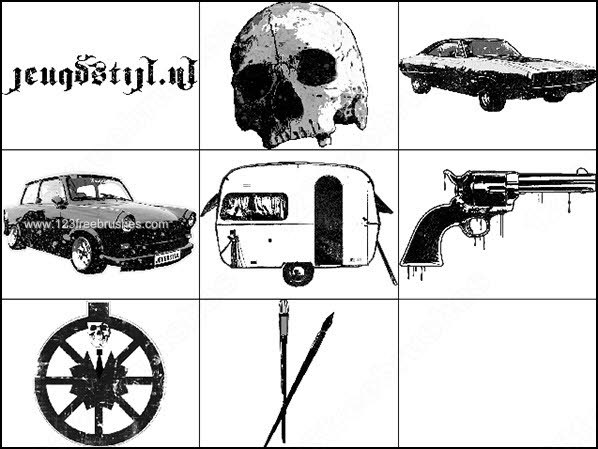 Car – Skull – Weapon Brushes Photoshop