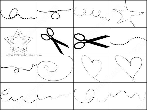 Dashed Lines – Scissors Photoshop Brushes