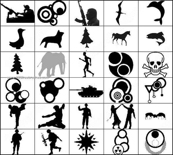 People – Animals – Shapes Silhouettes Photoshop Brushes | Photoshop Free  Brushes | 123Freebrushes