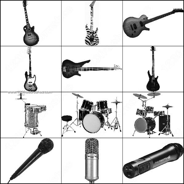 Musical Instruments – Drums – Guitar Photoshop Microphone Brushes