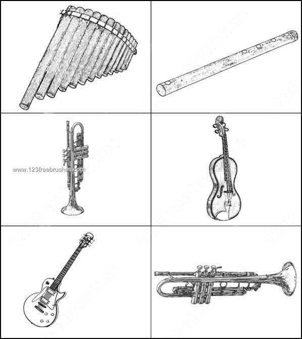 Musical Instruments – Flute – Saxophone – Guitar Brushes