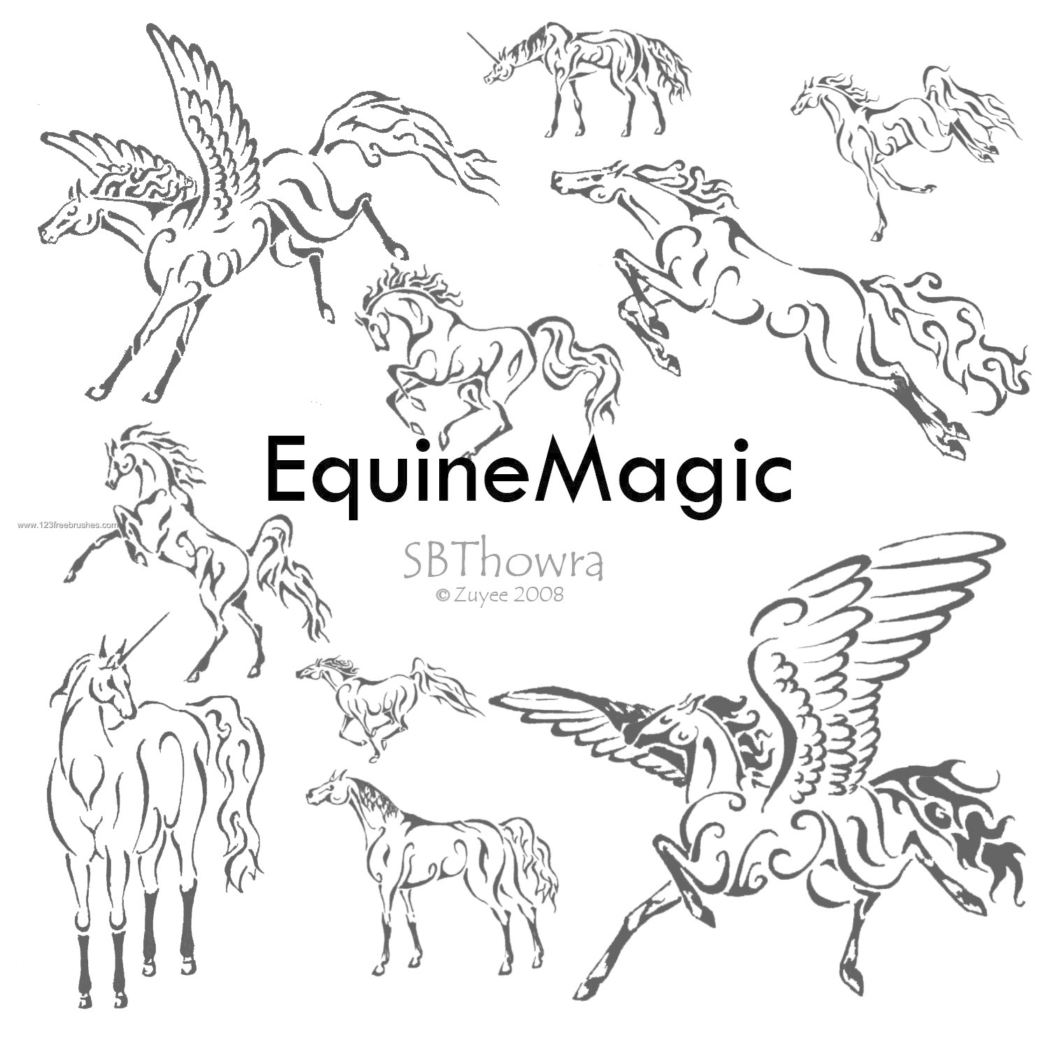 Equine Set Of Horse – Unicorn – Pegasus