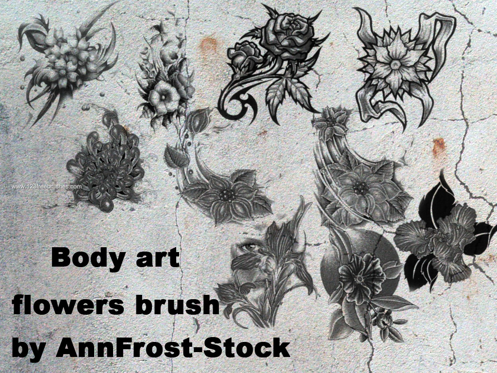 Body Art Tattoo Flowers | Adobe Photoshop Cs3 | 123Freebrushes