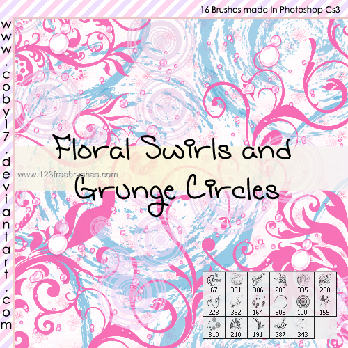 Swirls Flowers and Grunge Circle
