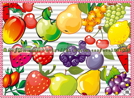 Strawberry – Cherry – Pear – Grapes – Mango and  Apple Fruits
