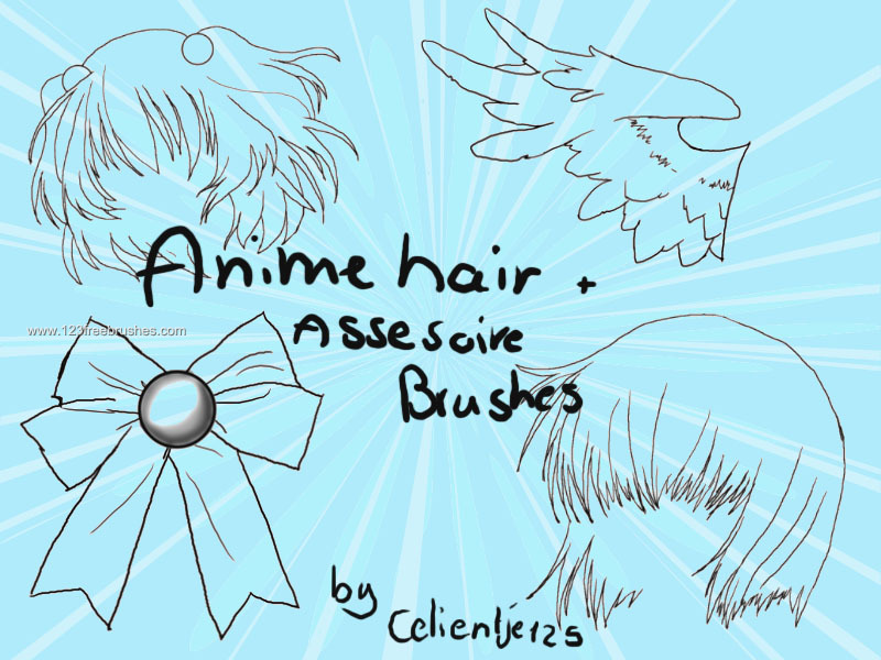 Anime Hair and Accessories | Photoshop Brushes Cs4 | 123Freebrushes