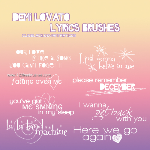 Demi Lovato Lyrics Text Brushes Photoshop Cs5 Free Download 123freebrushes