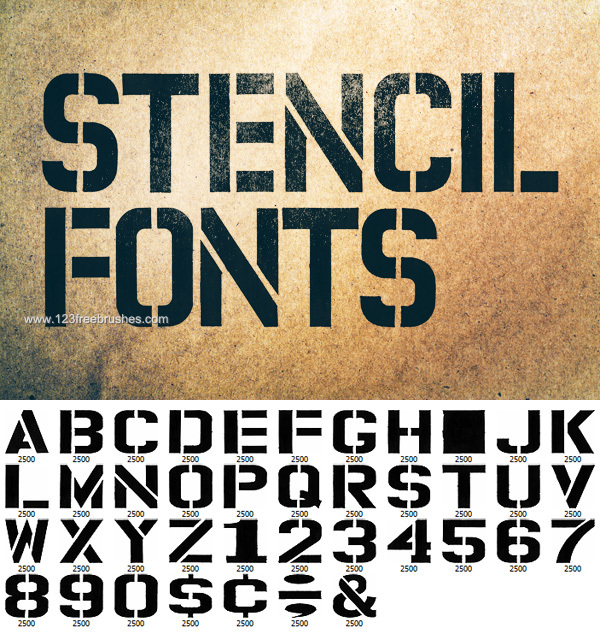 Marker Stencil Fonts | Grunge Letter Brushes | 123Freebrushes