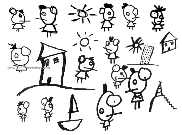 Doodle Cartoon Characters | Cs4 Brush | 123Freebrushes