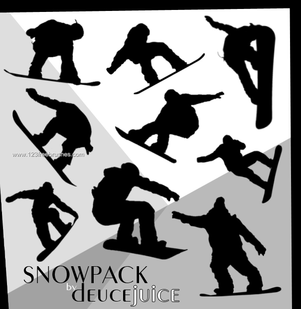 Snowboarder Silhouettes | Photoshop Download Brushes | 123Freebrushes