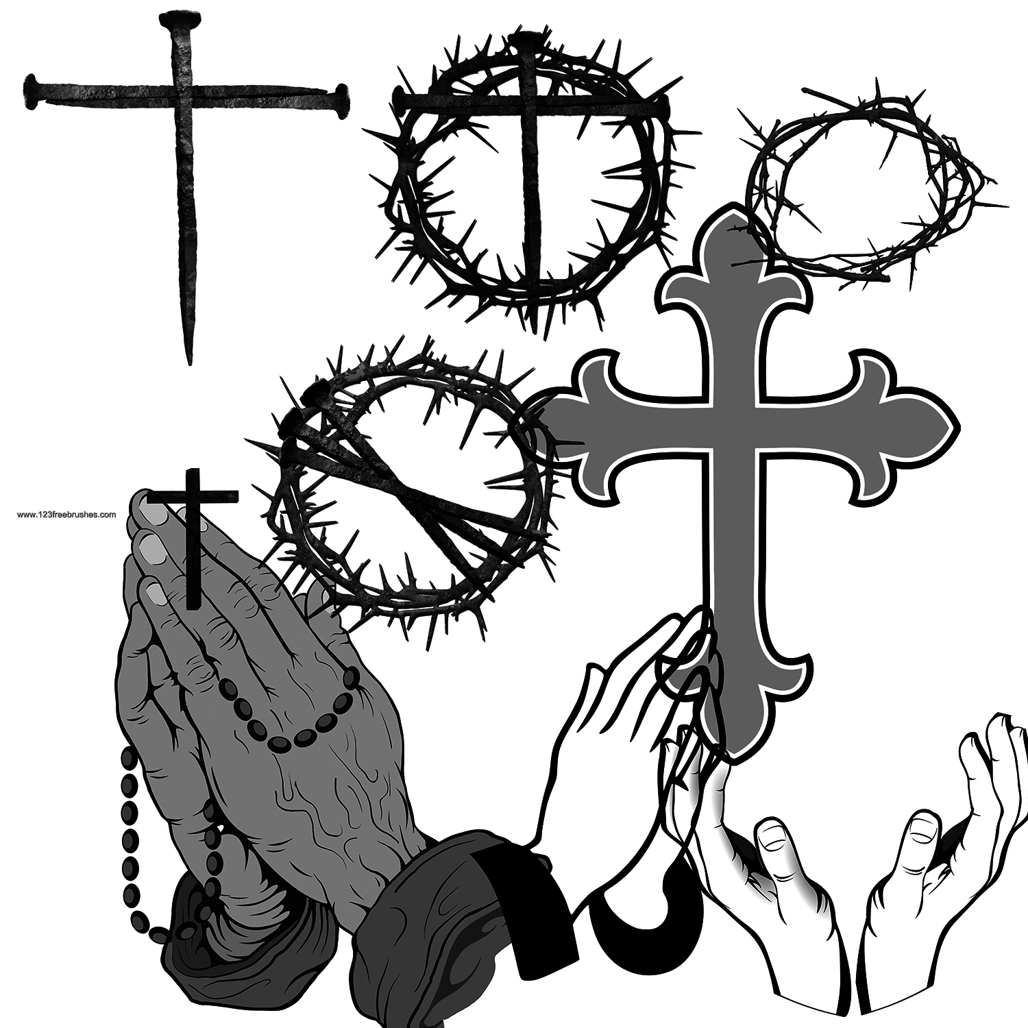 Religious Praying Hand – Cross and Thorn