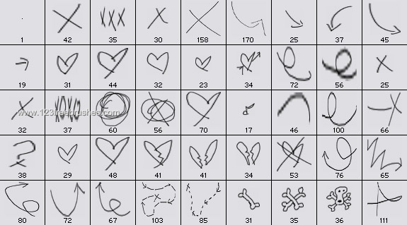 Doodles X Marks – Heart – Arrows
