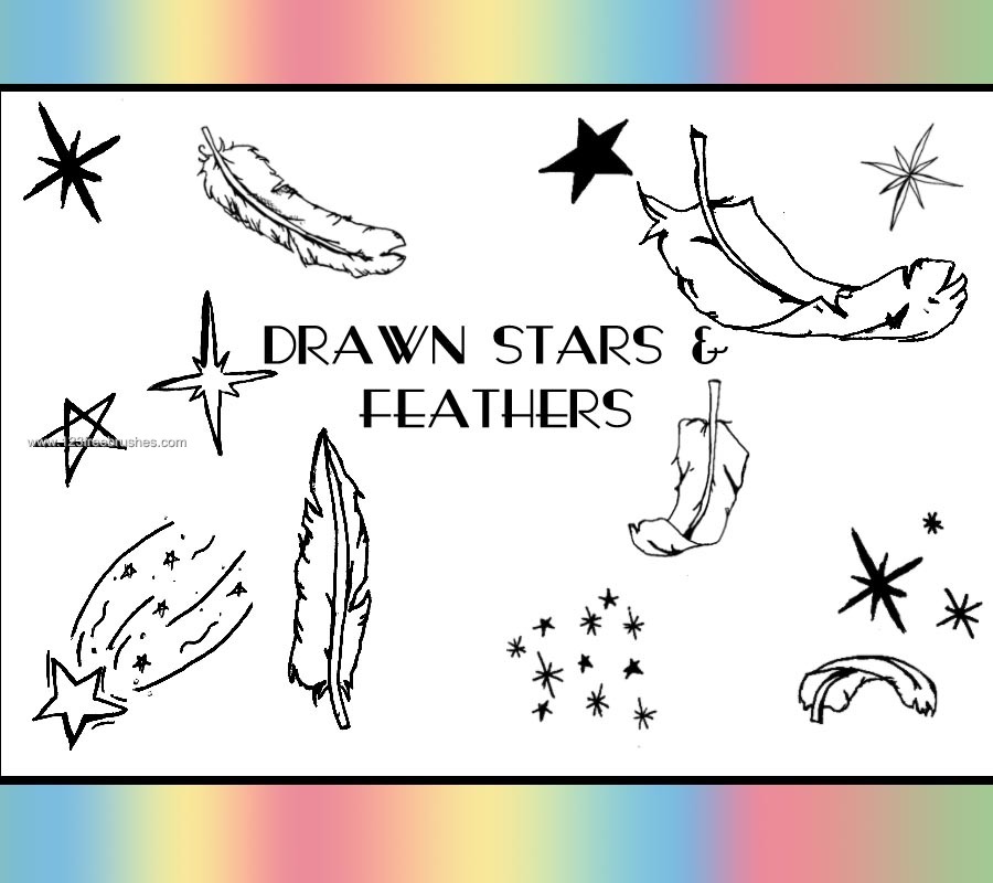 Drawn Feathers and Stars