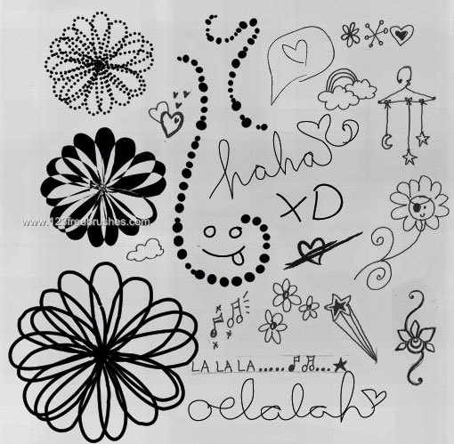 Scribble Flower Designs | Ps Cs5 Brushes Free Download | 123Freebrushes