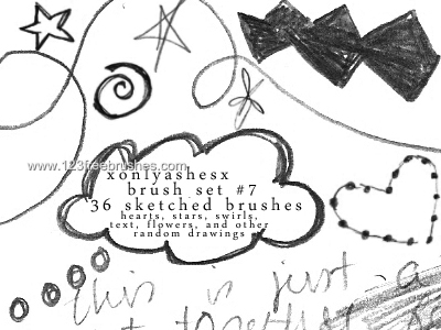 Sketch Doodles Heats – Stars – Swirls – Text – Flowers