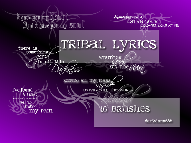 Photoshop Free Tribal lyrics – text Brushes