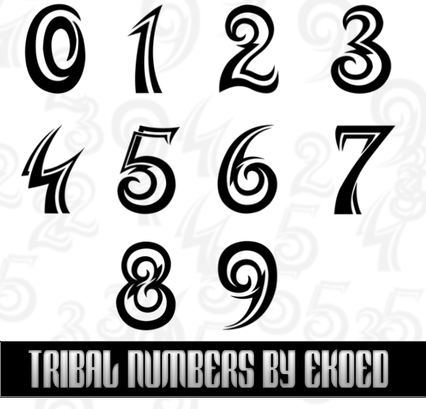 Photoshop Free Tribal Numbers Brushes