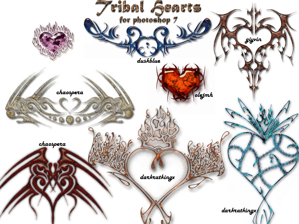 Photoshop Free Tribal Heart Brushes Photoshop Free Tribal Heart Brushes
