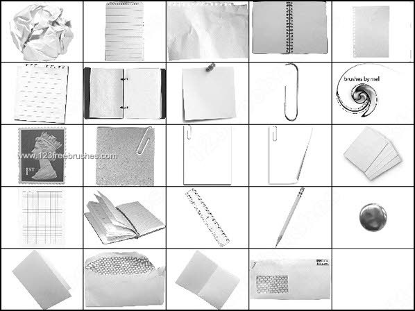 Stationery Brushes – Paper Clip –  Notebook Photoshop Brush