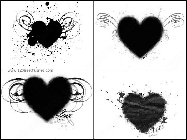 Love Heart with Grunge Splatters – Swirl Brushes