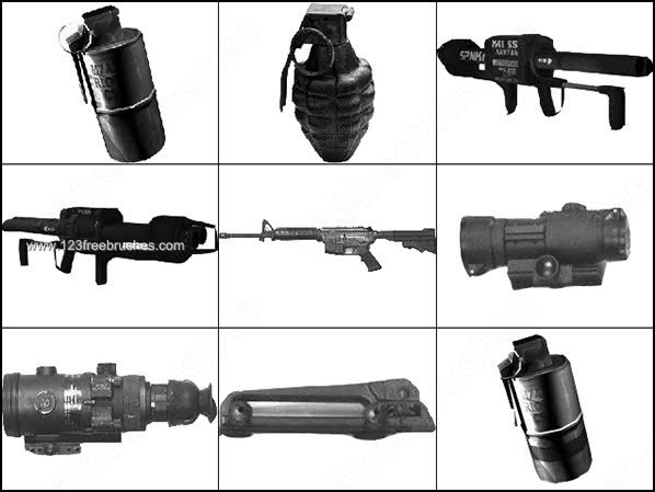 Weapons Pack – Photoshop Brushes Binoculars – guns