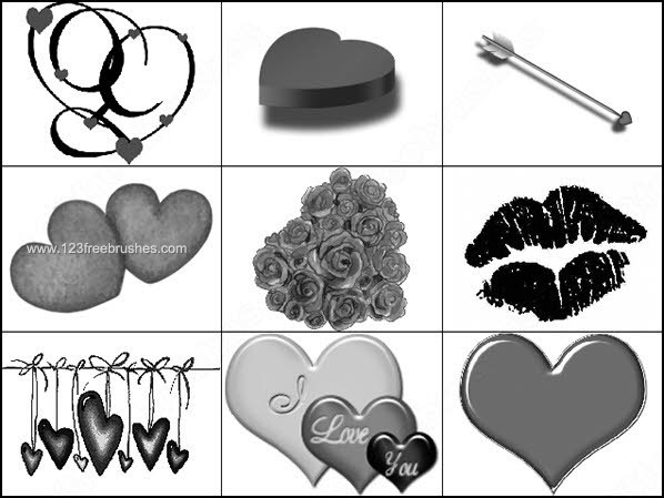 Valentines Day Brushes Hearts – Lips – Cupid?s Arrow