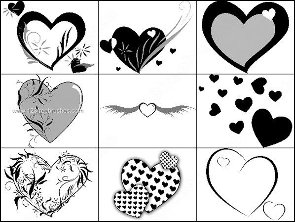 Brushes Heart with Wings Template