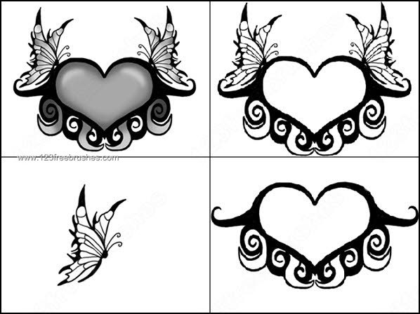 Butterflies Winged Heart Brushes