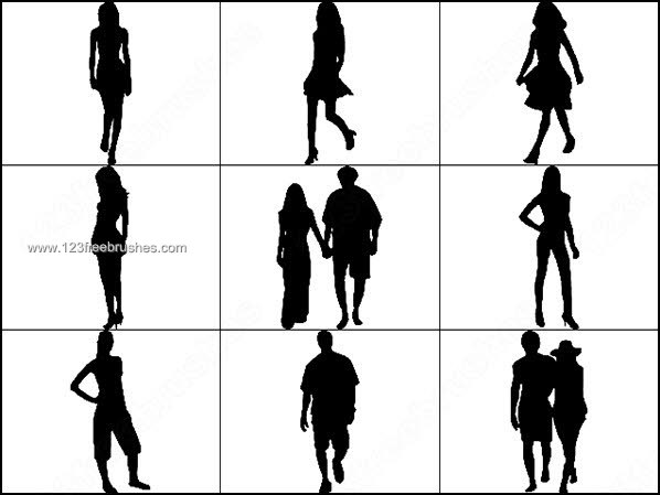 Young Girls – Man – Couple Silhouettes Brushes