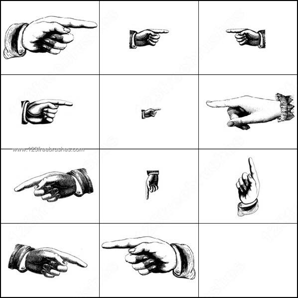 Hand Gestures – Pointing Hand Photoshop Brushes
