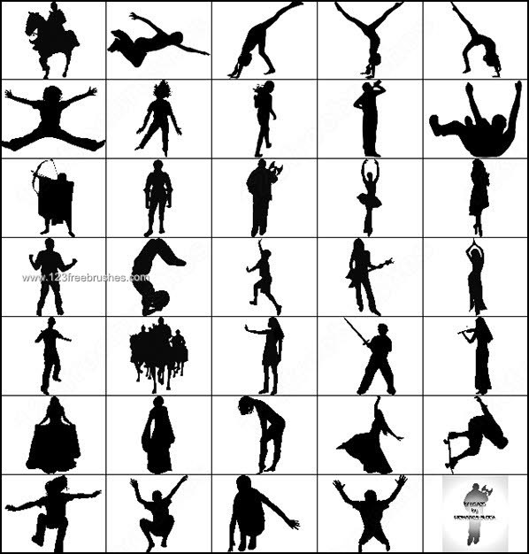 People Figures Silhouettes Photoshop Brushes