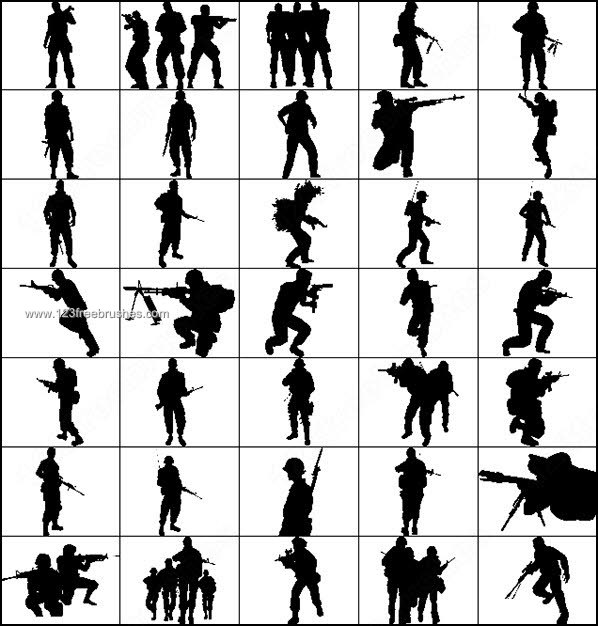 Army Photoshop Brushes – Soldiers Silhouettes