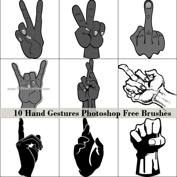 Hands Gestures Free Photoshop Brushes