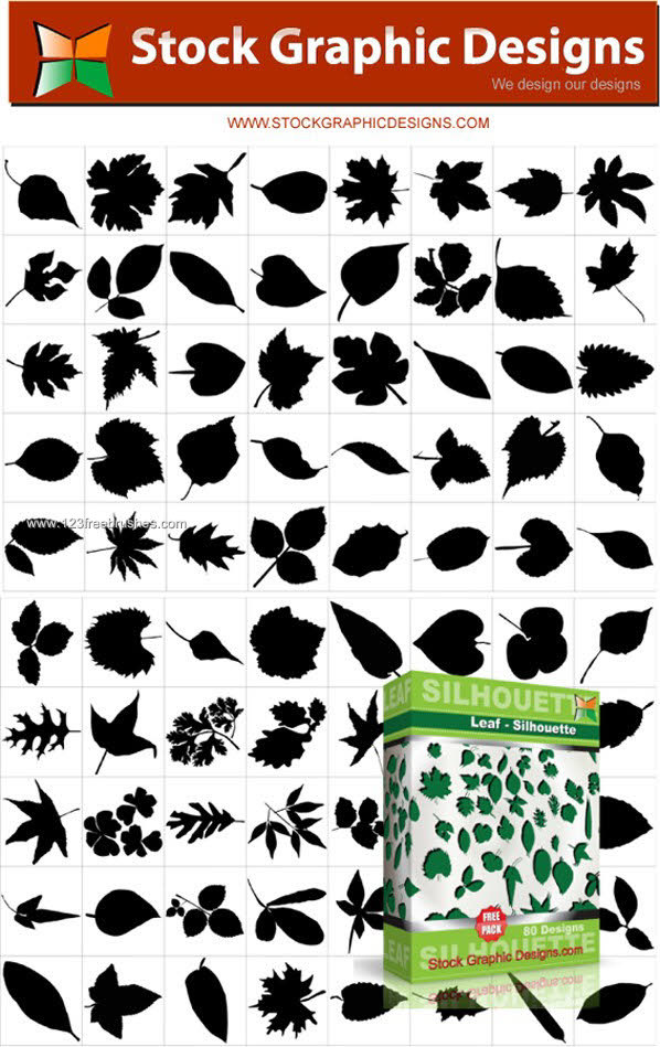 Leaf Silhouettes Free Vector and Photoshop Brush Pack