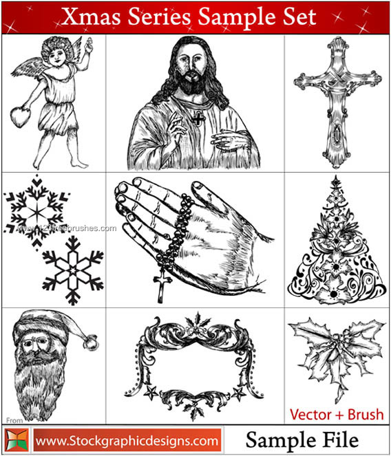 Religious Brushes Photoshop – Xmas Series Vector & Brush Packs