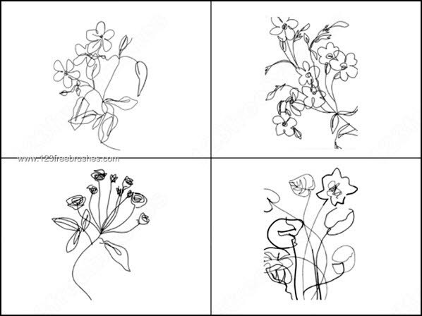 Hand Drawn Doodle Flowers Brushes