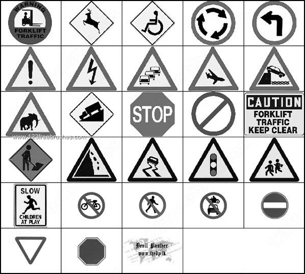 Traffic Signs Brushes Photoshop