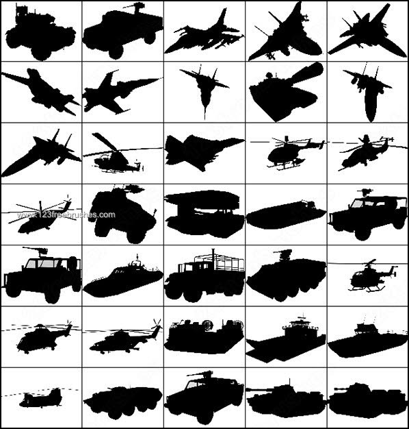 Photoshop Military Vehicle Silhouette Brushes